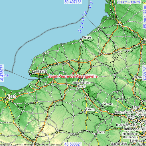 Topographic map of Saint-Pierre-de-Varengeville