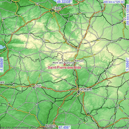 Topographic map of Saint-Pierre-des-Nids