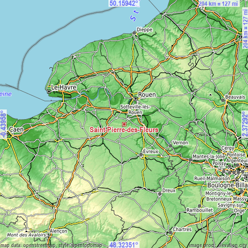 Topographic map of Saint-Pierre-des-Fleurs