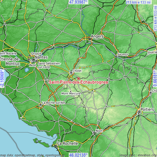 Topographic map of Saint-Pierre-des-Échaubrognes