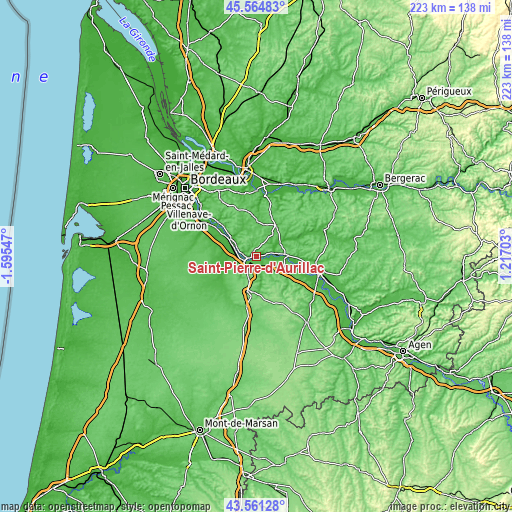 Topographic map of Saint-Pierre-d’Aurillac