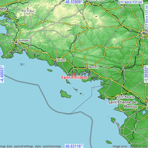 Topographic map of Saint-Philibert