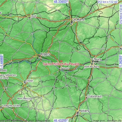 Topographic map of Saint-Philbert-du-Peuple