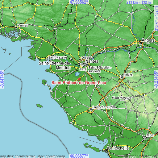 Topographic map of Saint-Philbert-de-Grand-Lieu