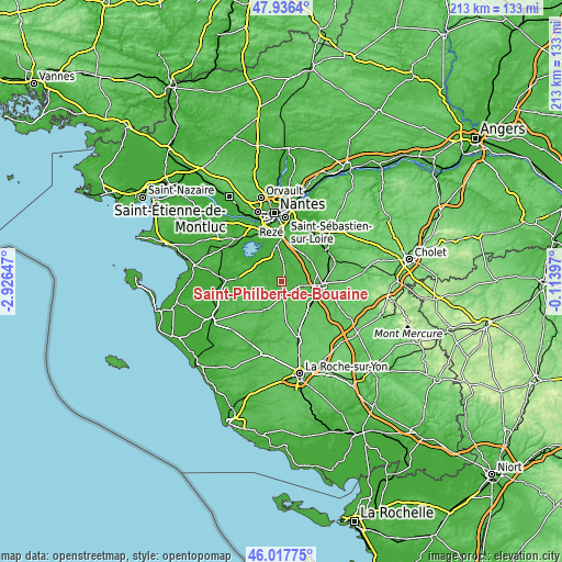 Topographic map of Saint-Philbert-de-Bouaine