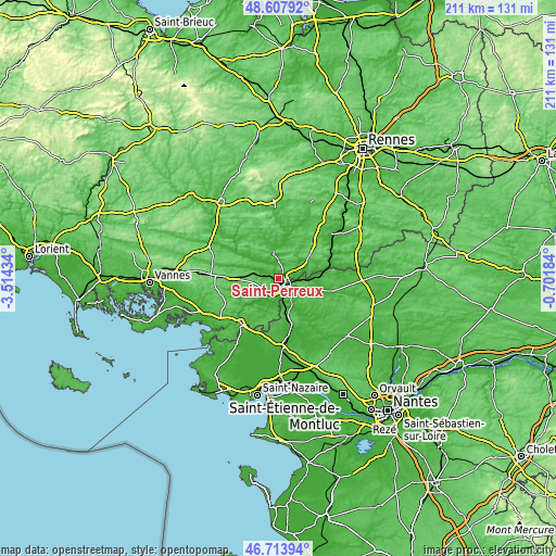 Topographic map of Saint-Perreux