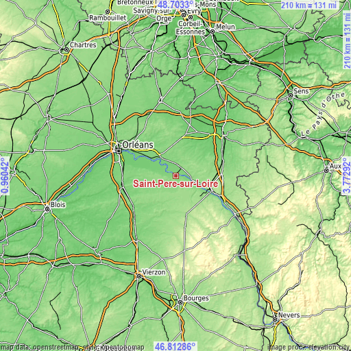 Topographic map of Saint-Père-sur-Loire