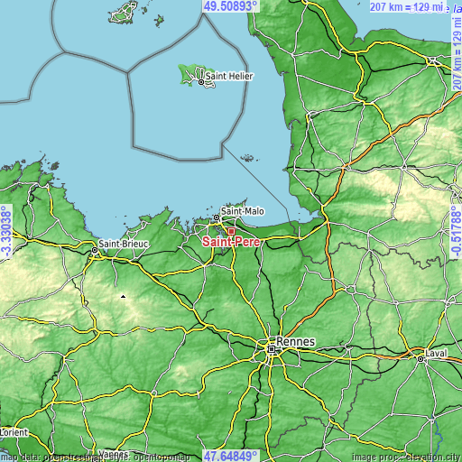 Topographic map of Saint-Père