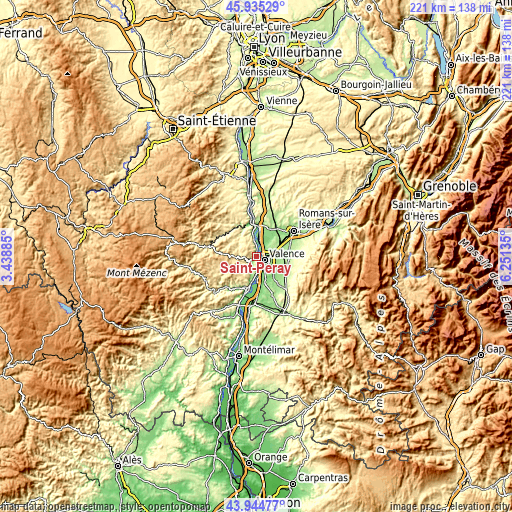 Topographic map of Saint-Péray
