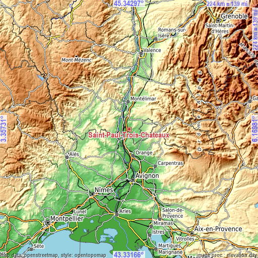 Topographic map of Saint-Paul-Trois-Châteaux