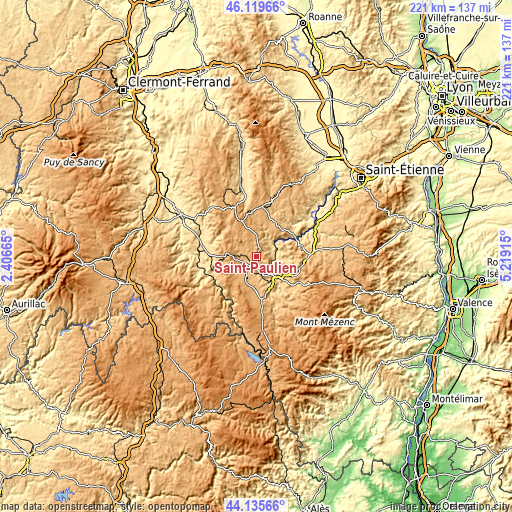 Topographic map of Saint-Paulien