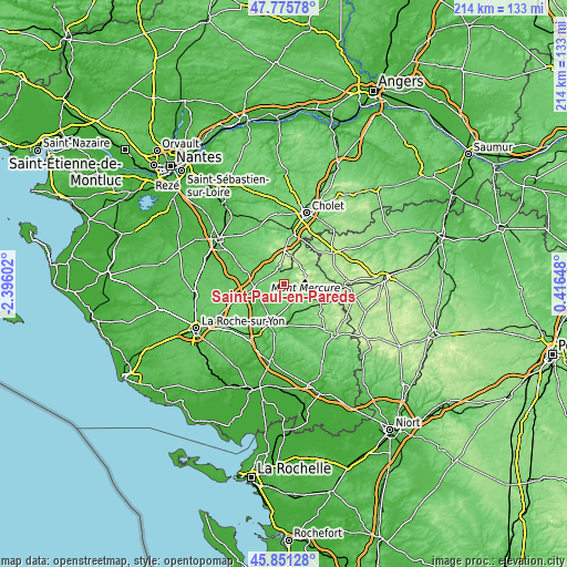 Topographic map of Saint-Paul-en-Pareds