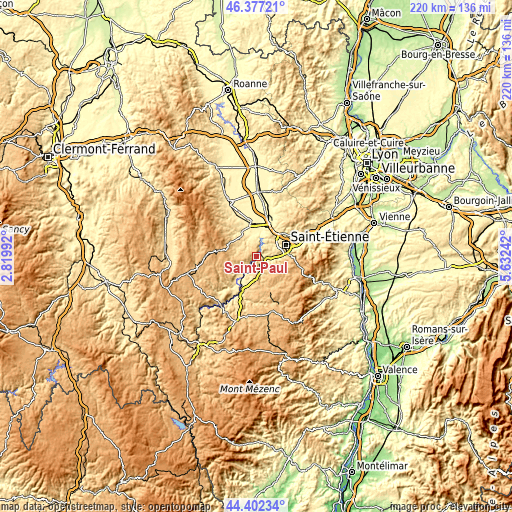 Topographic map of Saint-Paul