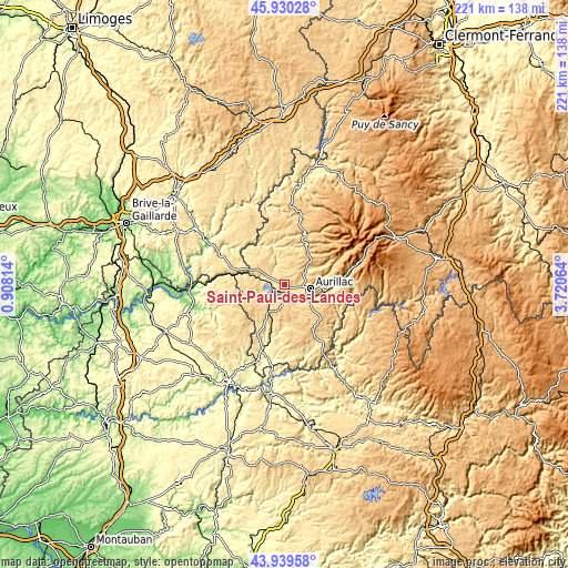 Topographic map of Saint-Paul-des-Landes