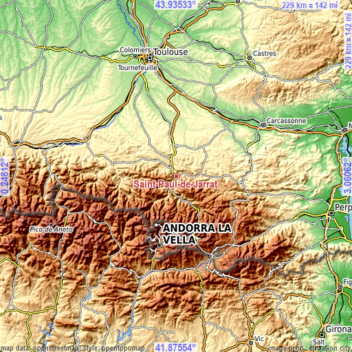 Topographic map of Saint-Paul-de-Jarrat