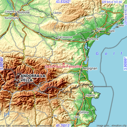 Topographic map of Saint-Paul-de-Fenouillet