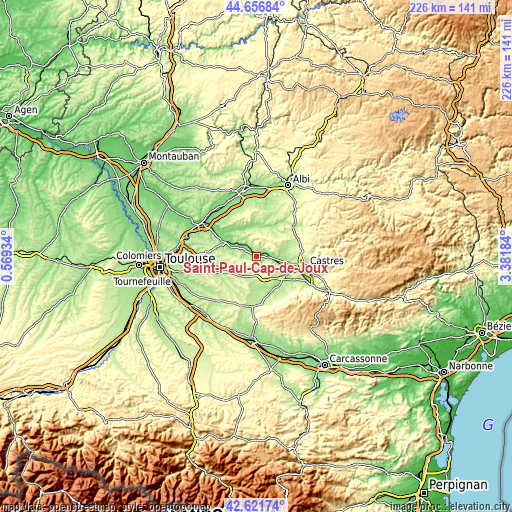 Topographic map of Saint-Paul-Cap-de-Joux
