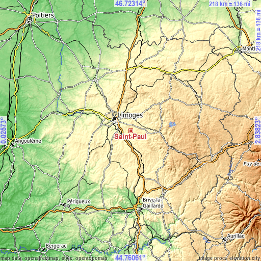 Topographic map of Saint-Paul