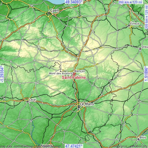 Topographic map of Saint-Paterne