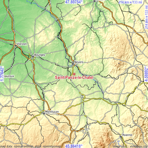 Topographic map of Saint-Parize-le-Châtel