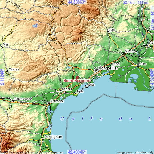 Topographic map of Saint-Pargoire