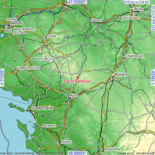 Topographic map of Saint-Pardoux