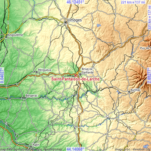 Topographic map of Saint-Pantaléon-de-Larche