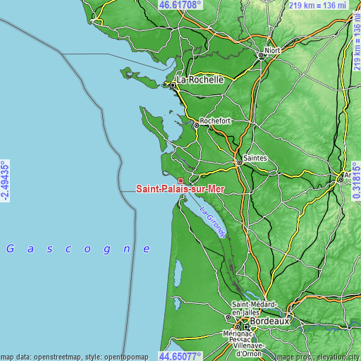 Topographic map of Saint-Palais-sur-Mer