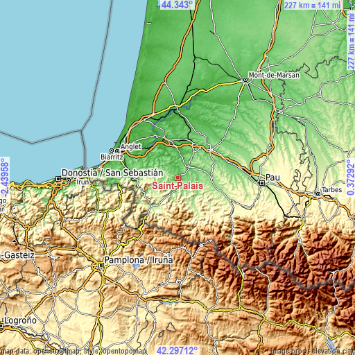 Topographic map of Saint-Palais