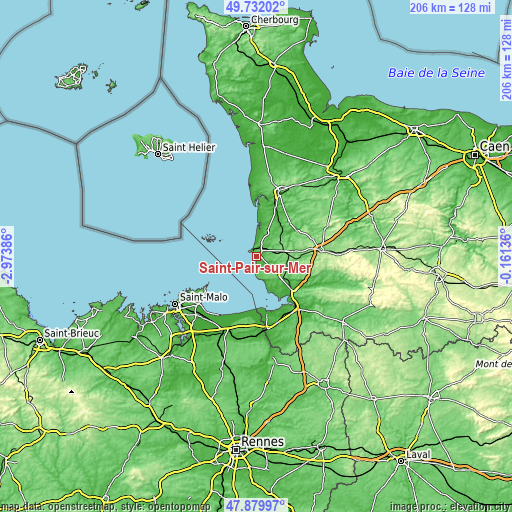 Topographic map of Saint-Pair-sur-Mer