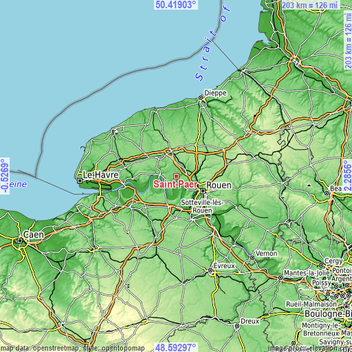 Topographic map of Saint-Paër