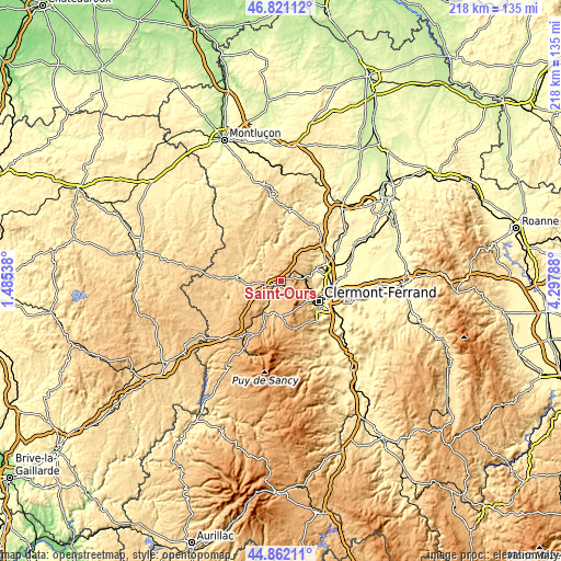 Topographic map of Saint-Ours