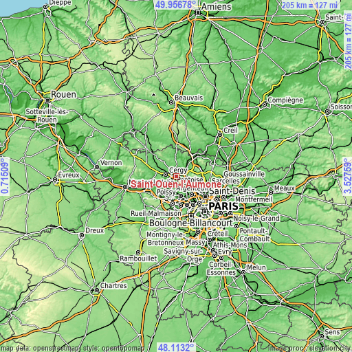 Topographic map of Saint-Ouen-l’Aumône
