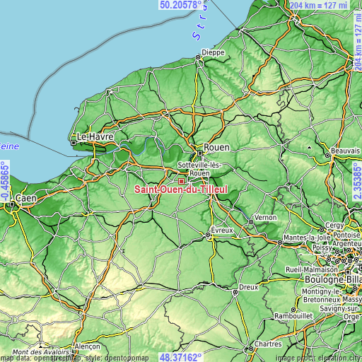 Topographic map of Saint-Ouen-du-Tilleul