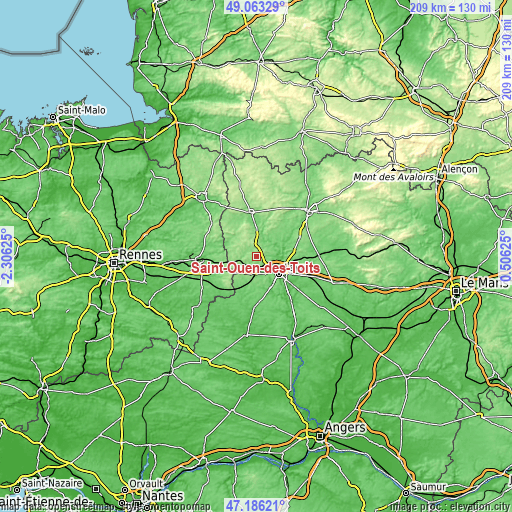 Topographic map of Saint-Ouën-des-Toits