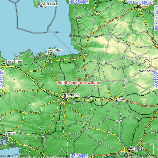 Topographic map of Saint-Ouen-des-Alleux