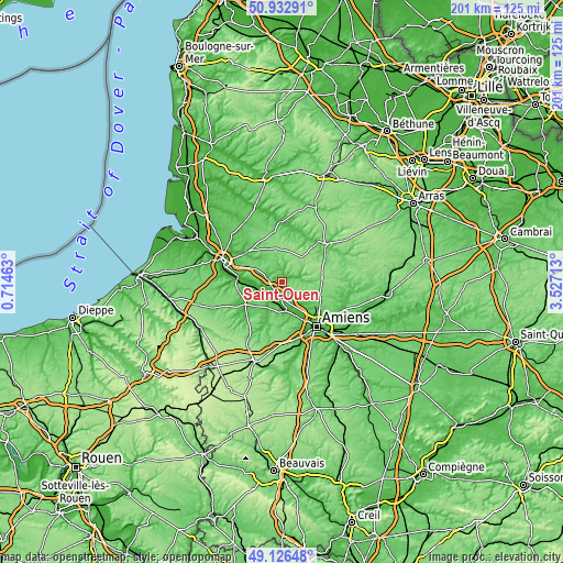 Topographic map of Saint-Ouen