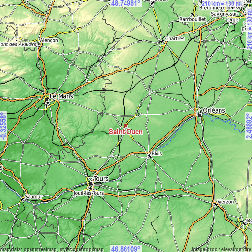 Topographic map of Saint-Ouen