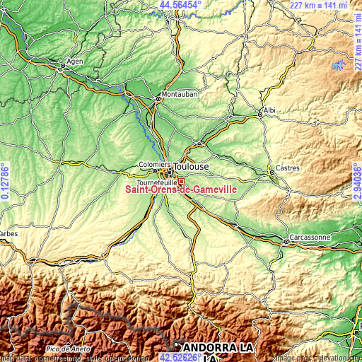 Topographic map of Saint-Orens-de-Gameville