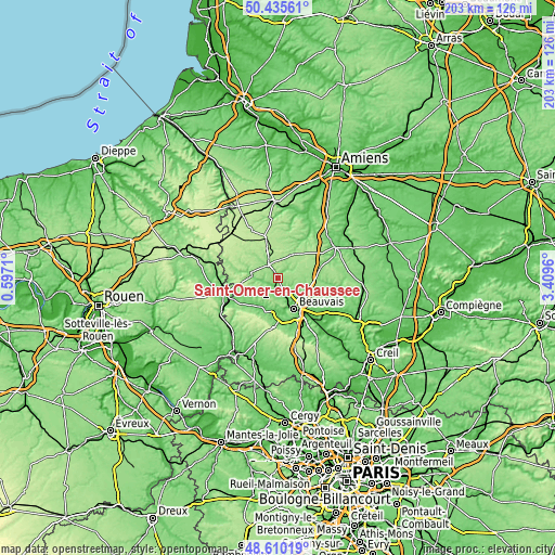 Topographic map of Saint-Omer-en-Chaussée