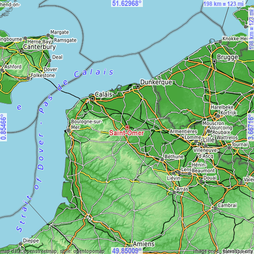 Topographic map of Saint-Omer