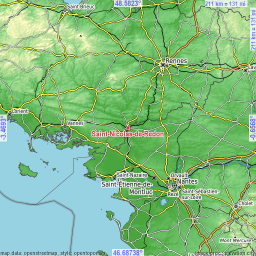 Topographic map of Saint-Nicolas-de-Redon