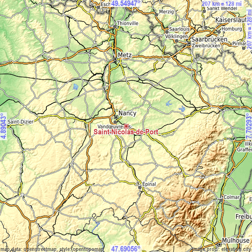 Topographic map of Saint-Nicolas-de-Port