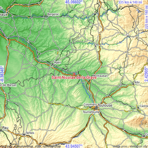 Topographic map of Saint-Nicolas-de-la-Grave