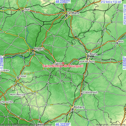 Topographic map of Saint-Nicolas-de-Bourgueil