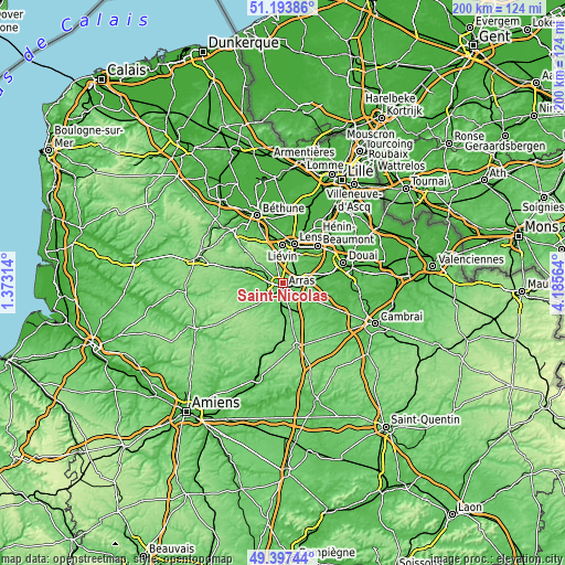 Topographic map of Saint-Nicolas