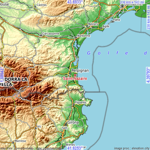 Topographic map of Saint-Nazaire