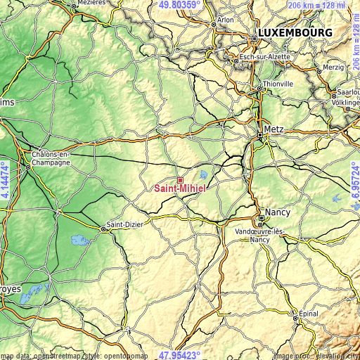 Topographic map of Saint-Mihiel