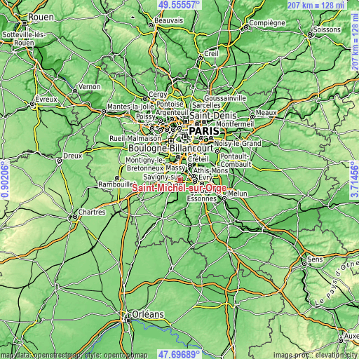 Topographic map of Saint-Michel-sur-Orge