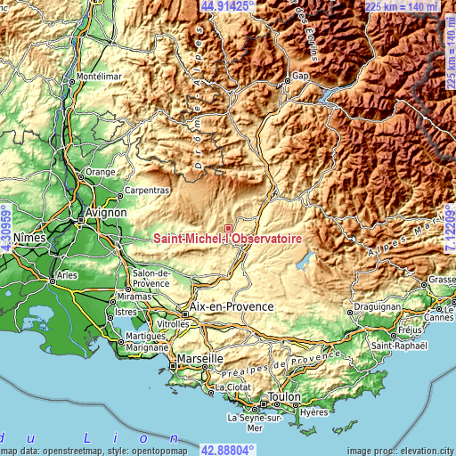 Topographic map of Saint-Michel-l’Observatoire